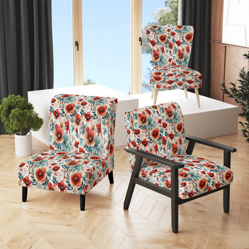 Blue & Red Coastal Elegance Floral Pattern - Cottage Arm Chair